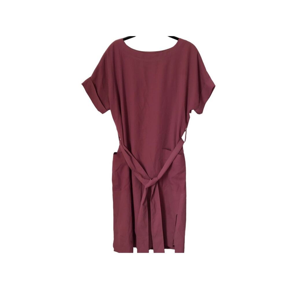 Aritzia Babaton Mauve Albin Dress Belted Midi With Pockets Self Tie Side Split